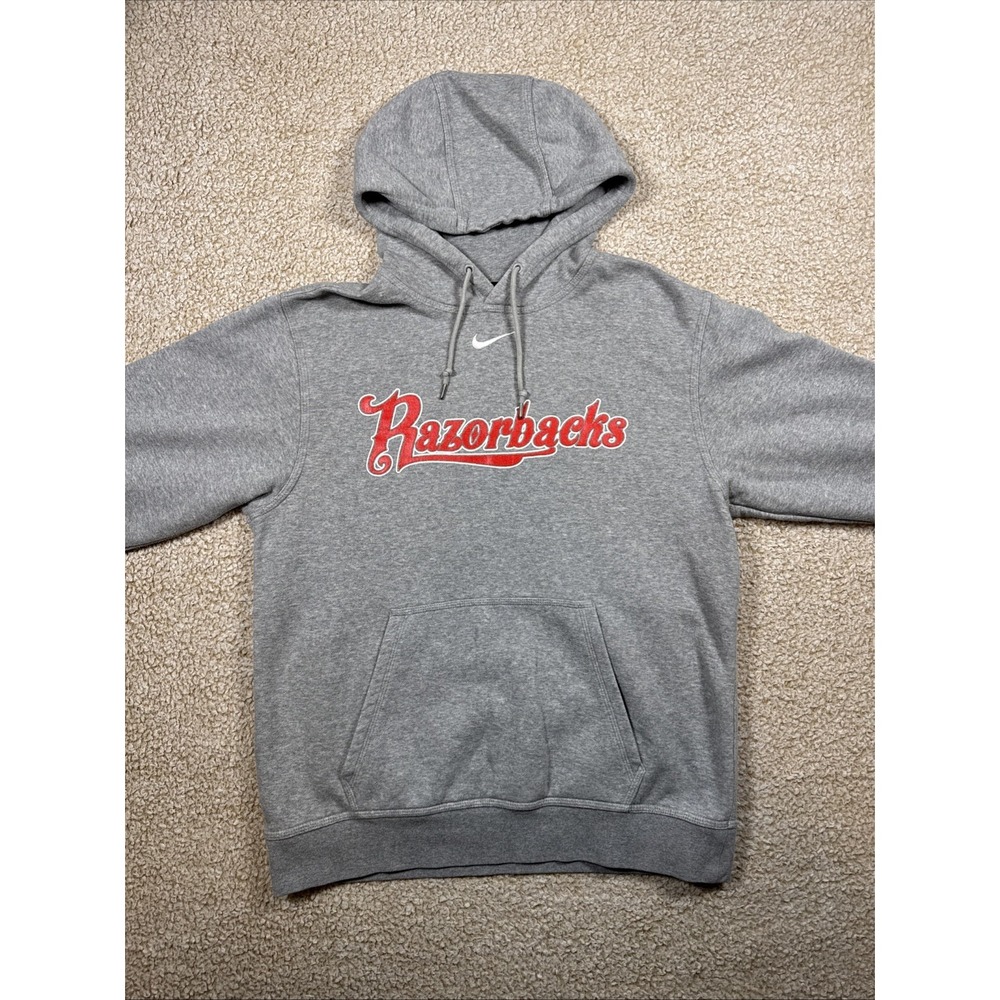 Nike Arkansas Razorbacks Hoodie Sweater Men's S Gray Center Swoosh NCAA 598437